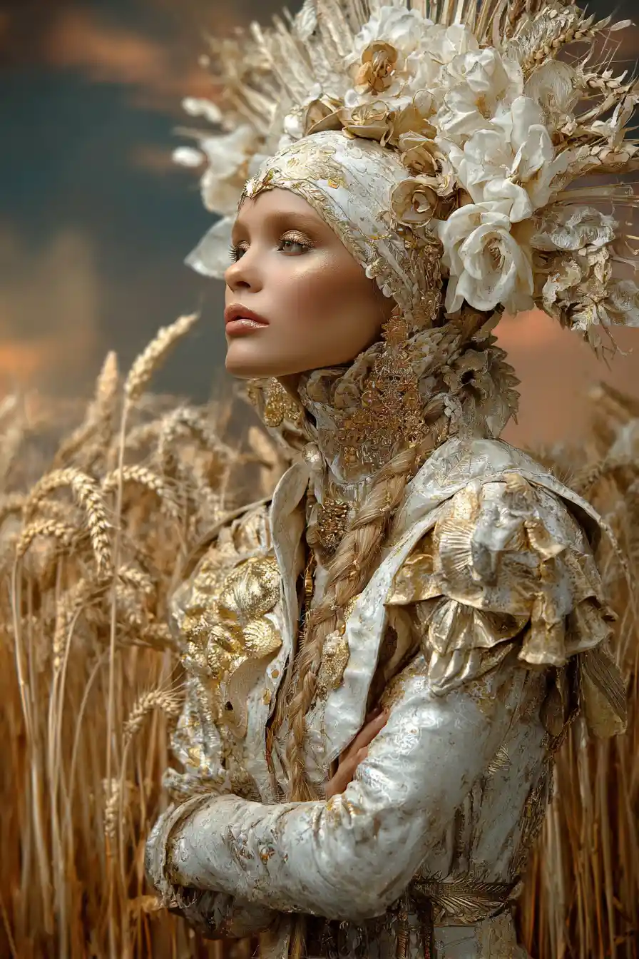 Fantasy supermodel in a surreal land of milk and honey