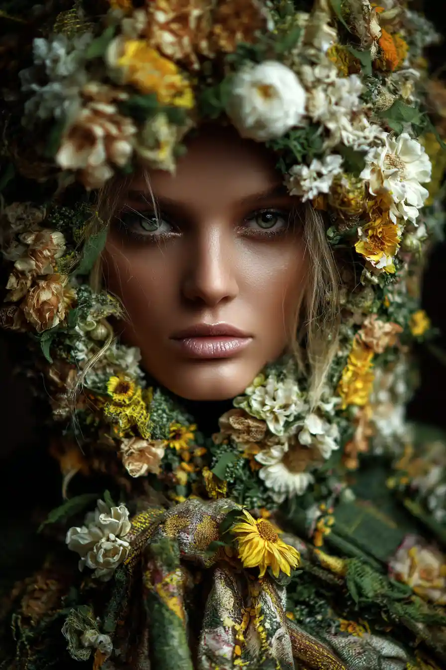 Fantasy supermodel in a surreal land of milk and honey