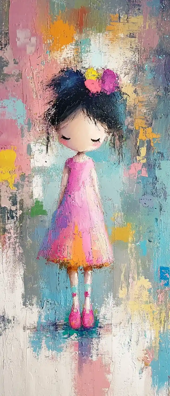Cute anime illustration in bright fresh pastel colors