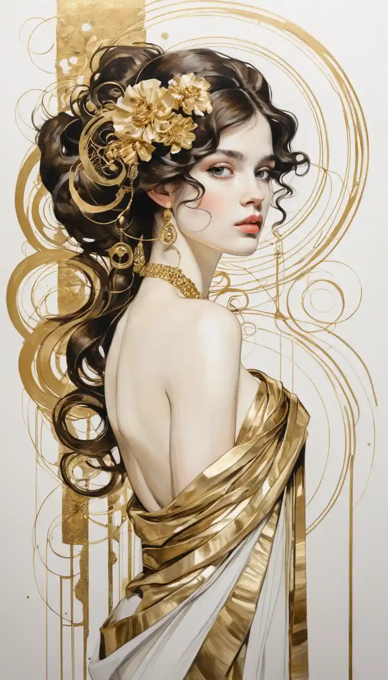 Abstract white and gold artwork inspired by classic painters