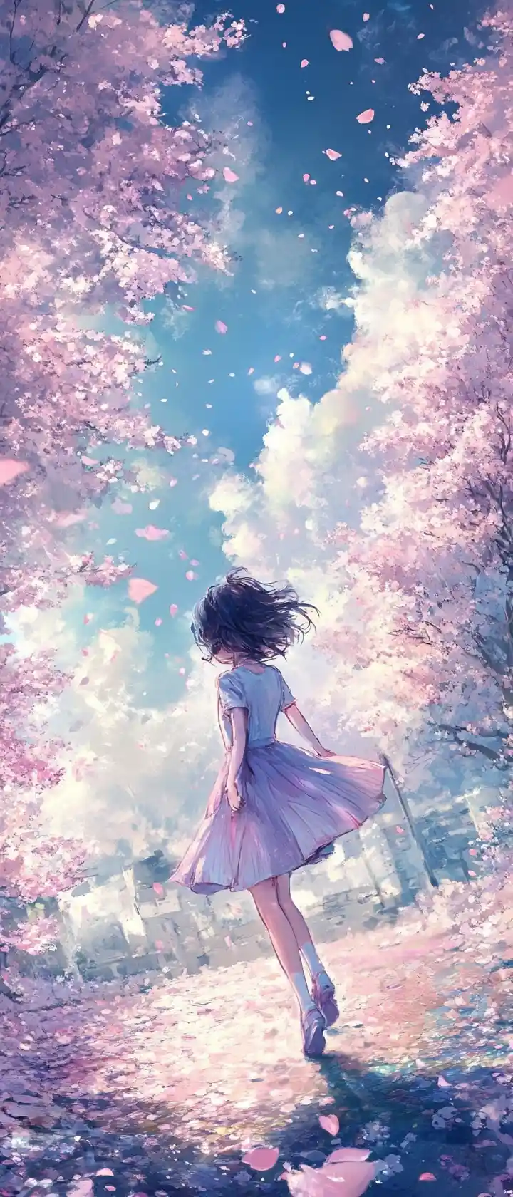 Cute anime style artwork with soft pastel metallic tones
