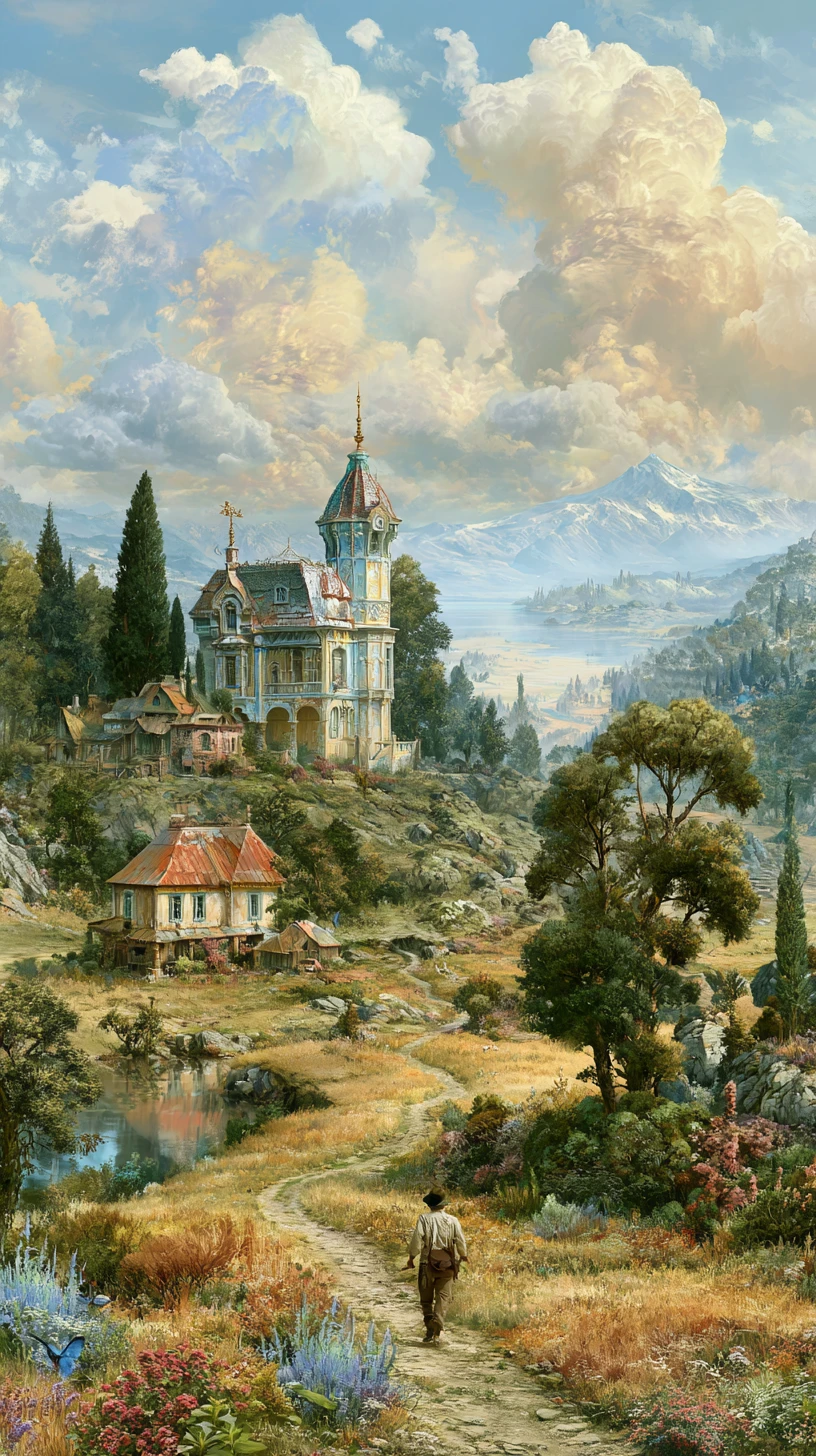 Tierra fantástica de leche y miel en ilustración de ensueño