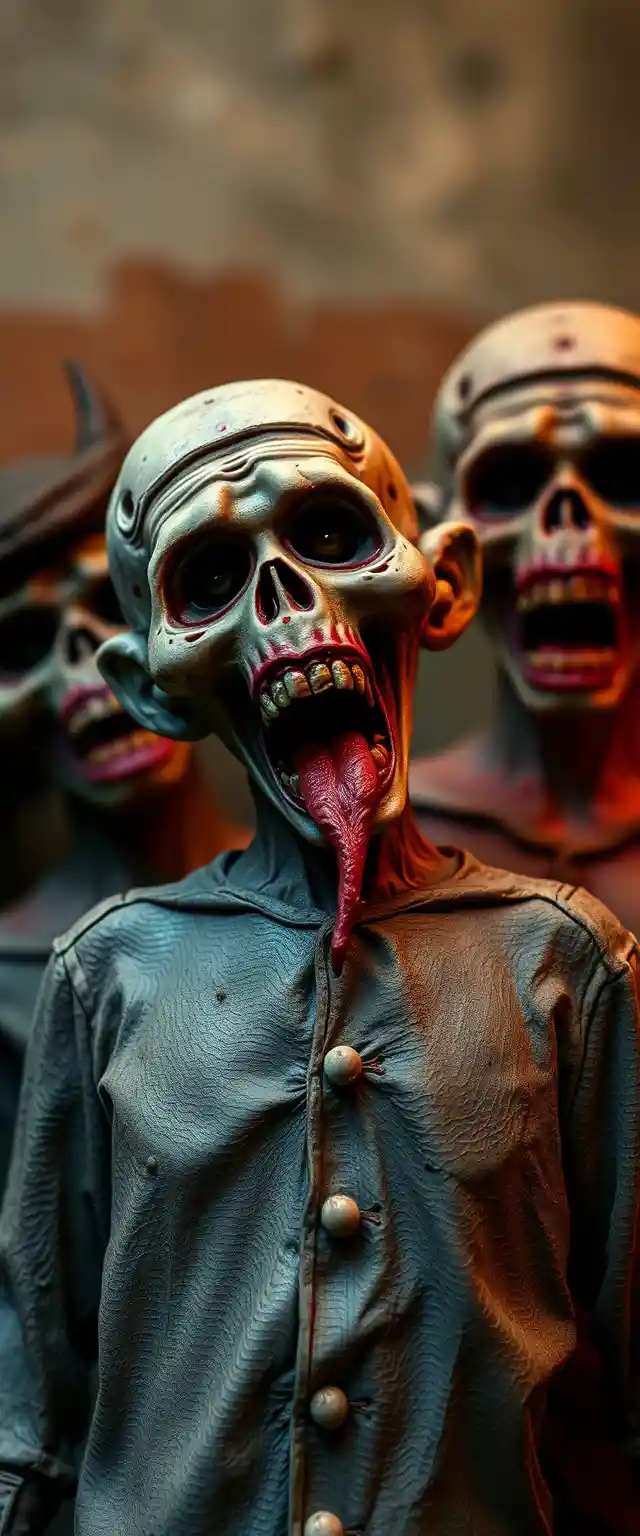 Terrified claymation family haunted by lurking evil spirits