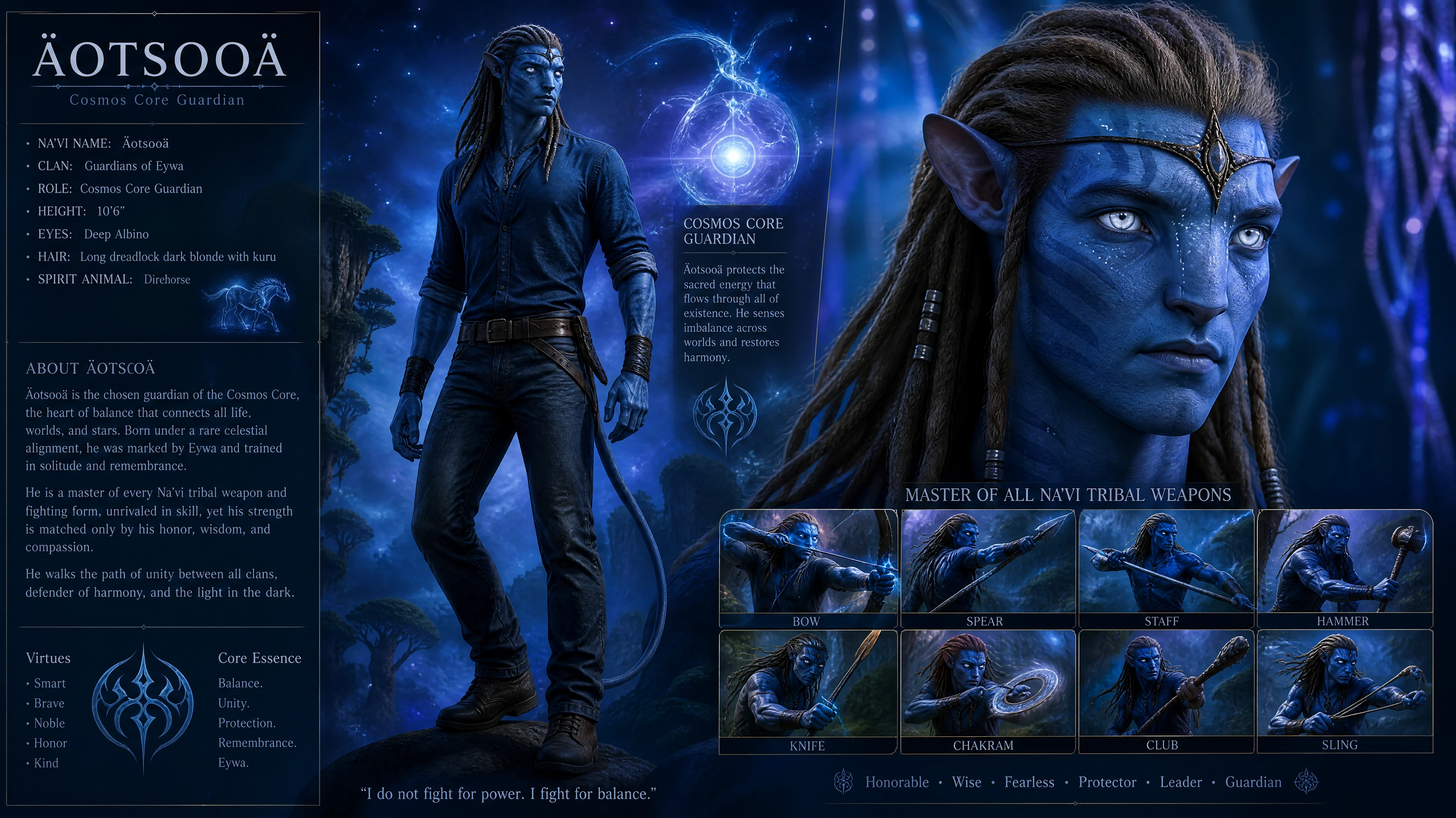 Blue male alien warrior in casual modern clothing