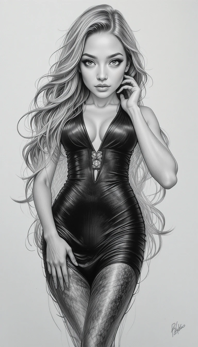 Ritratto in bianco e nero di una donna con capelli ondulati