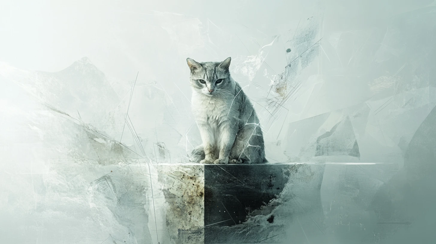 Surreal hybrid creature in a minimal abstract environment