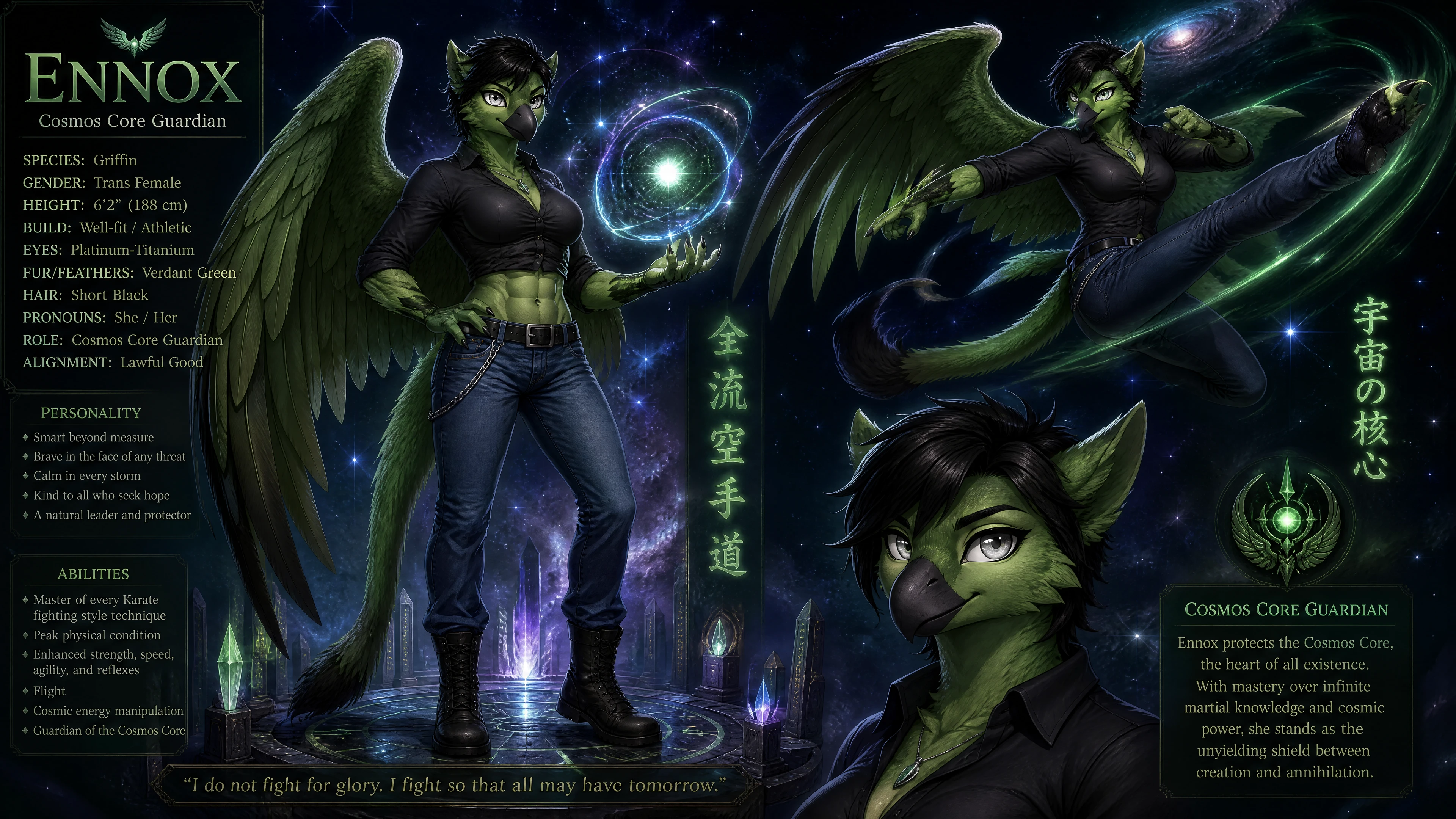Anthro Winged Griffin Guardian In Casual Clothes