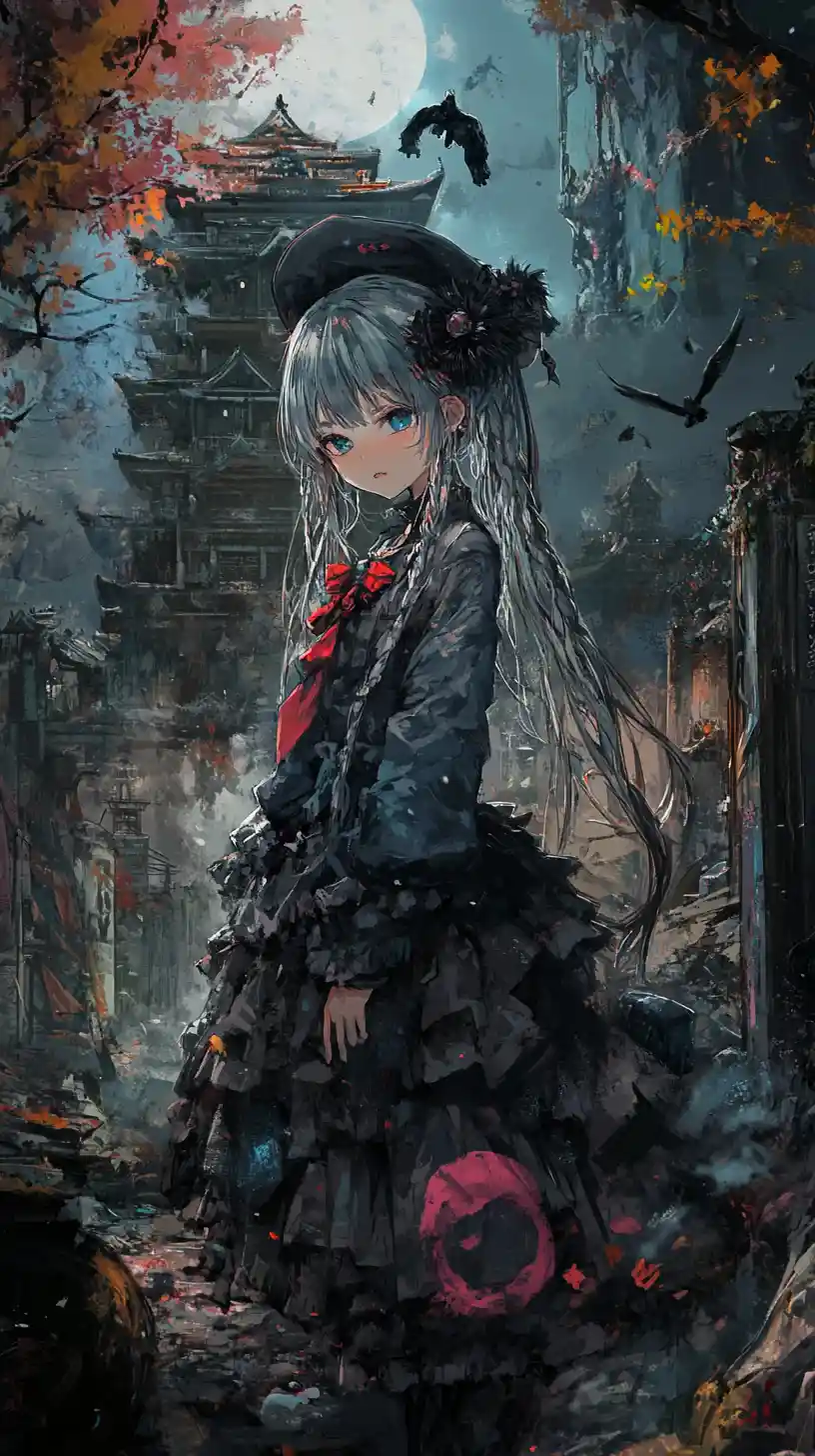 Dark anime dreamland with ghosts and a lonely house