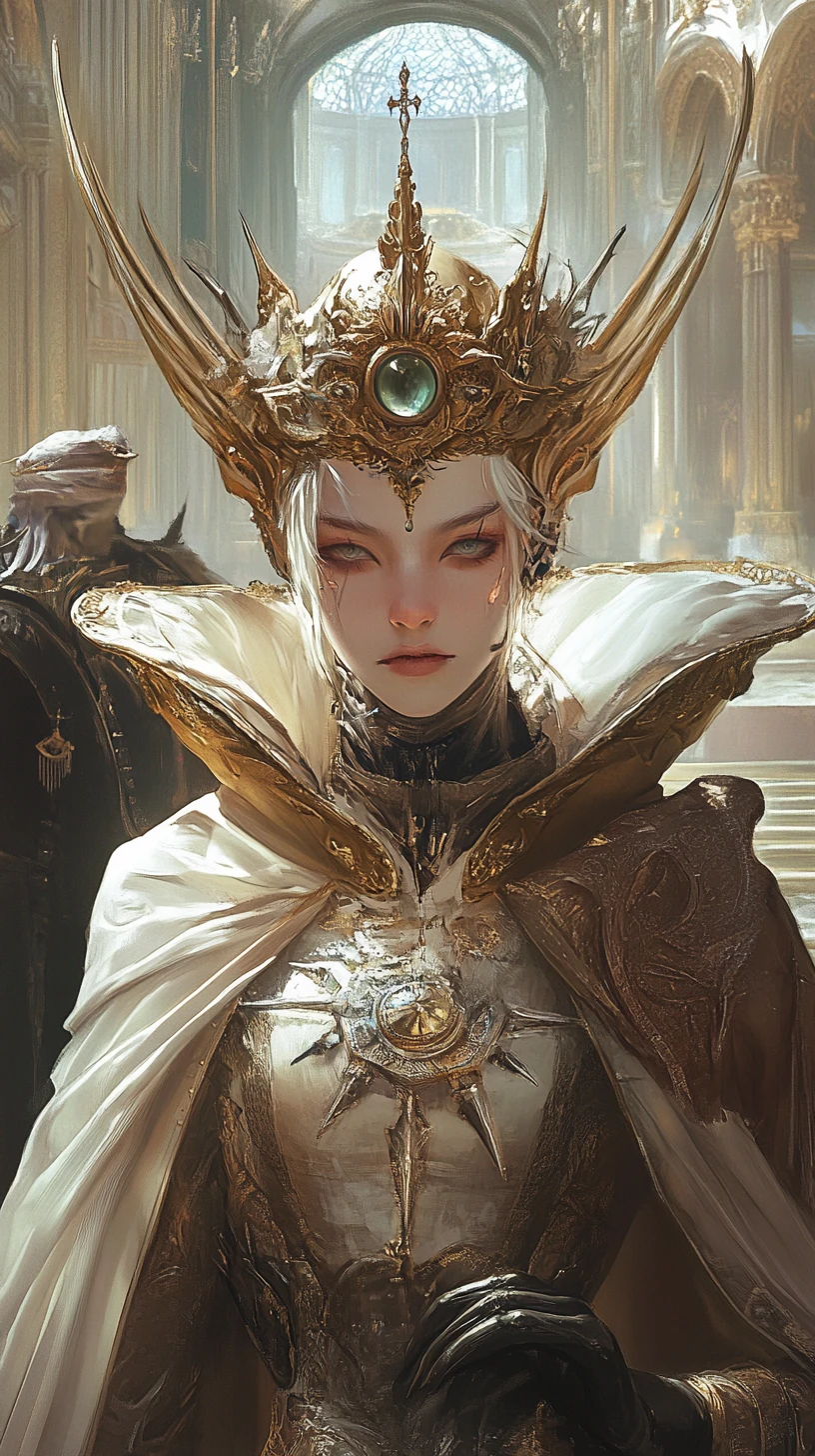 Cyber renaissance cathedral blending classical and futuristic grandeur