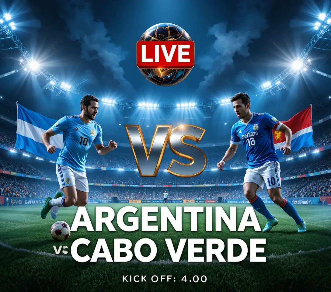 Live-Fußball-Banner Argentinien gegen Cabo Verde