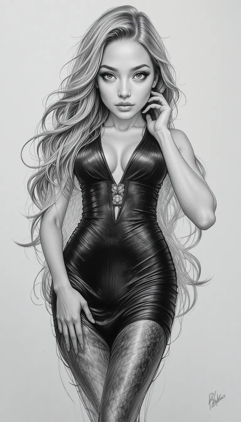 Black and white portrait of a woman with wavy hair