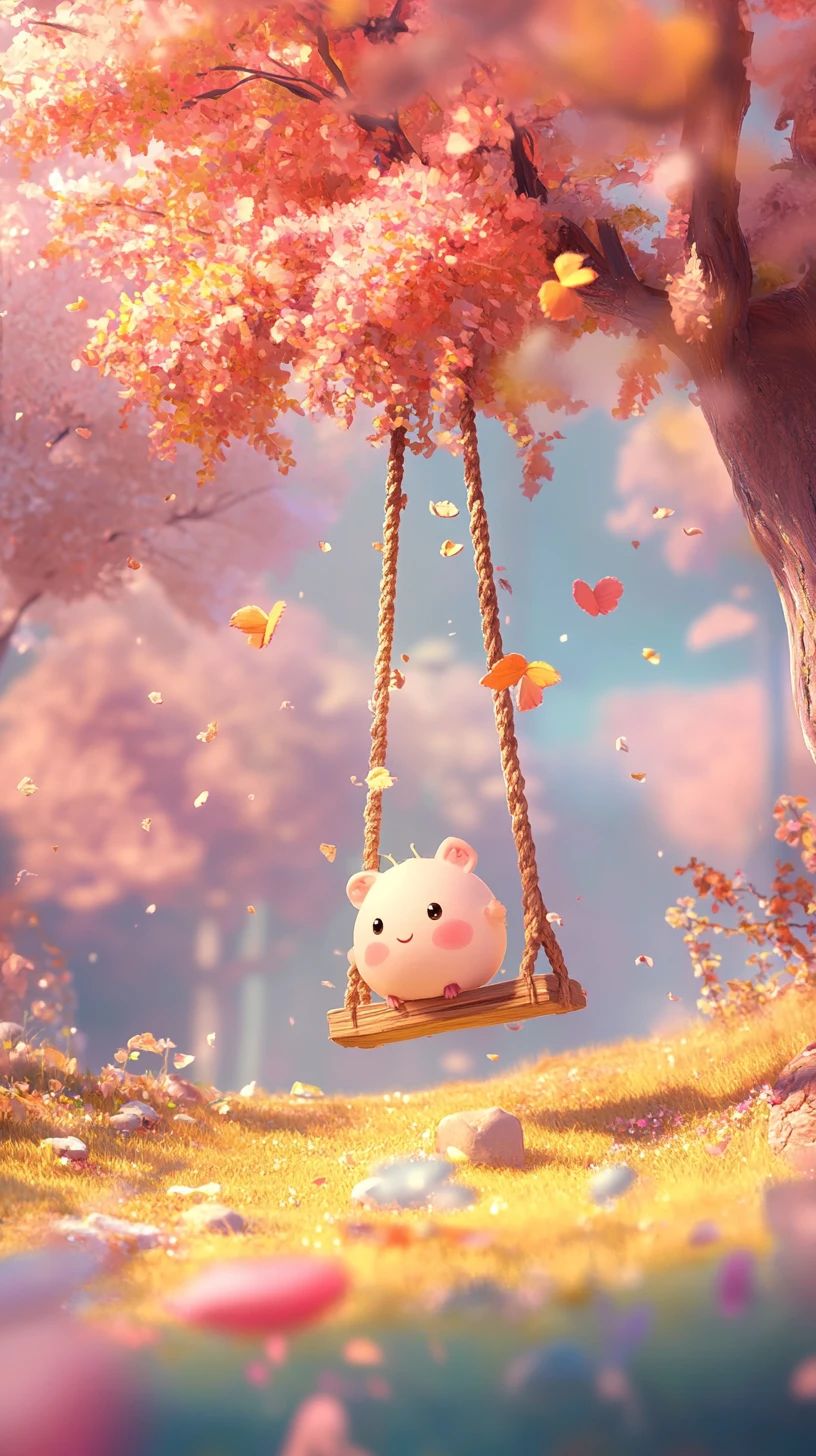Whimsical childrens storybook anime illustration in pastel colors
