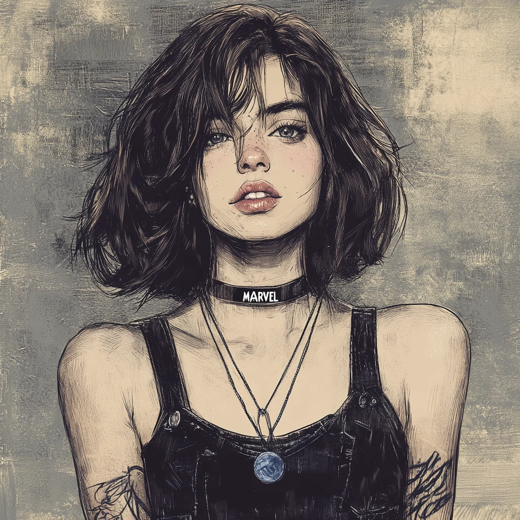 Young woman with silver bob and blue eyes portrait