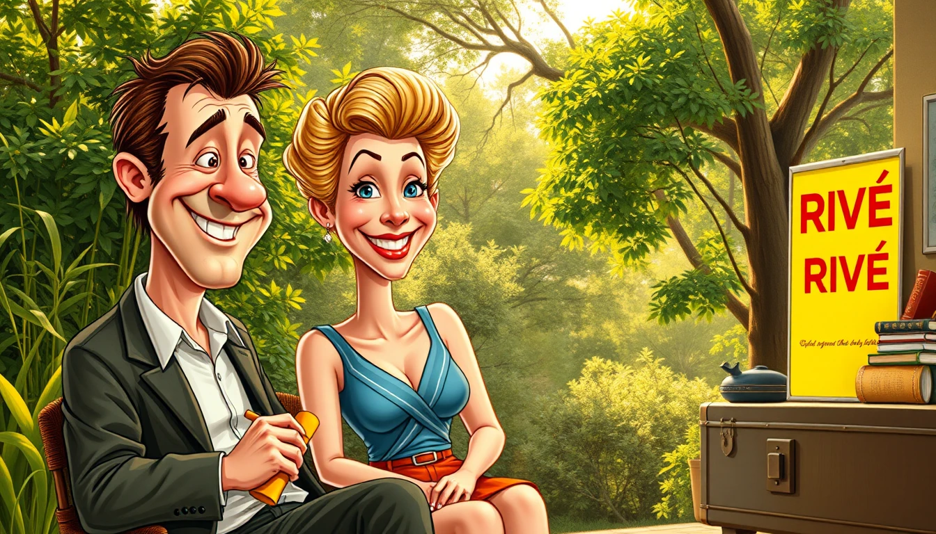 Smiling couple in a lush garden with vintage cinematic look