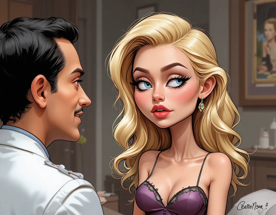 Beautiful blonde girl speaking with her therapist indoors