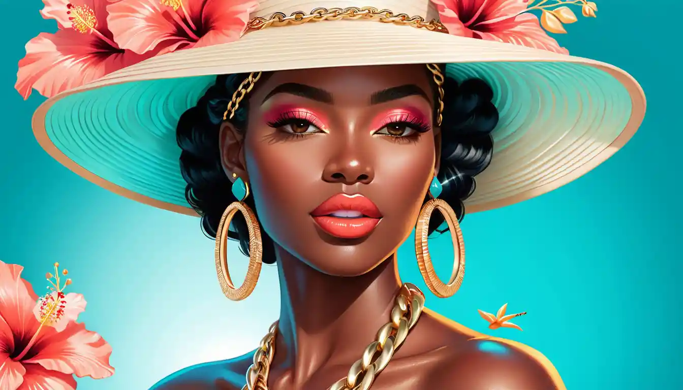 Glam close up portrait of stylish black woman