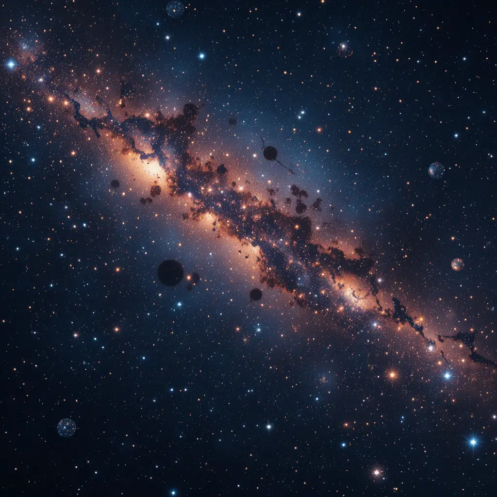 Vast universe filled with glowing stars galaxies and nebulae