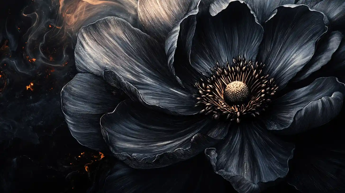 Gigantic Dark Flower Blooming Beneath A Total Eclipse