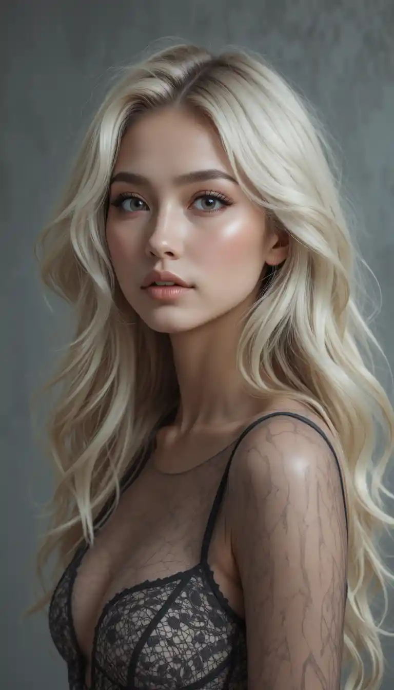 Romantic CGI portrait of a woman with wild wavy hair