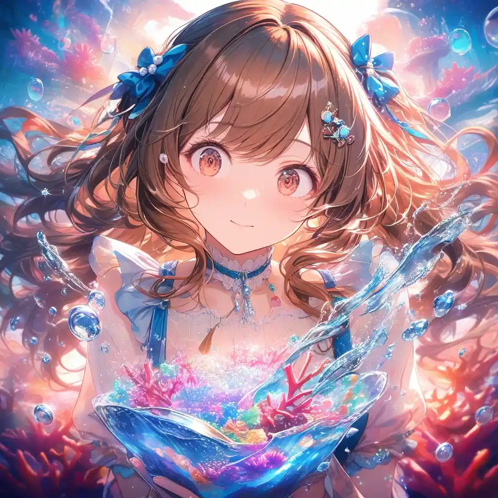 Mermaid cooking lesson with two anime girls underwater