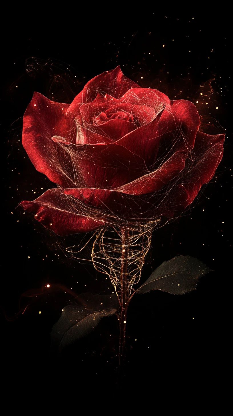 Surreal Crimson Rose Revealing Intricate Inner Botanical Anatomy