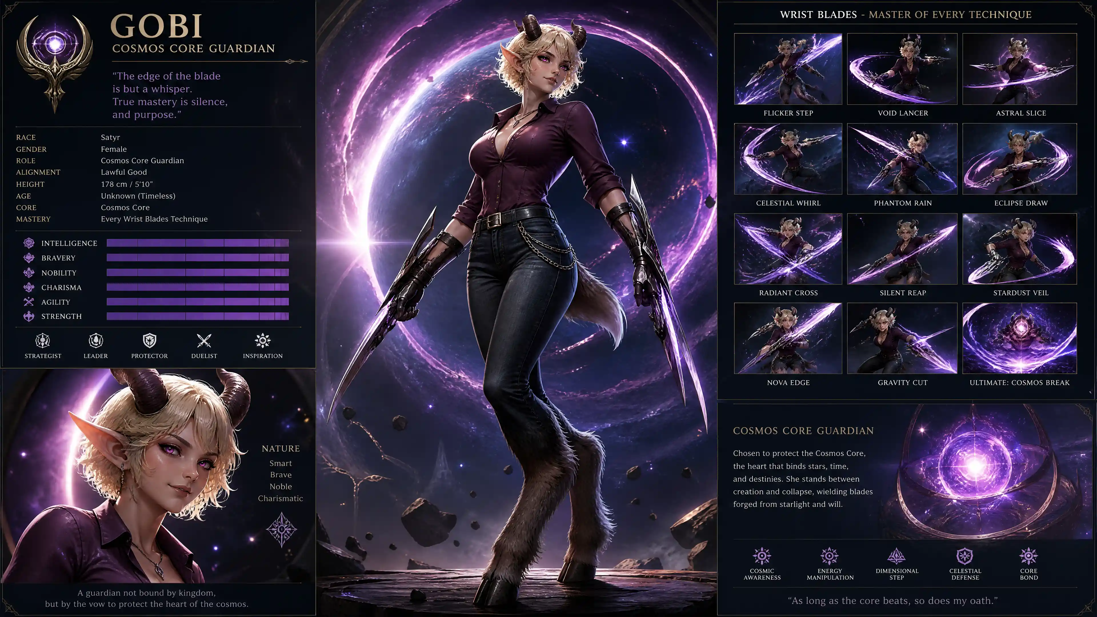 Cosmic satyr woman with horns in casual modern clothing