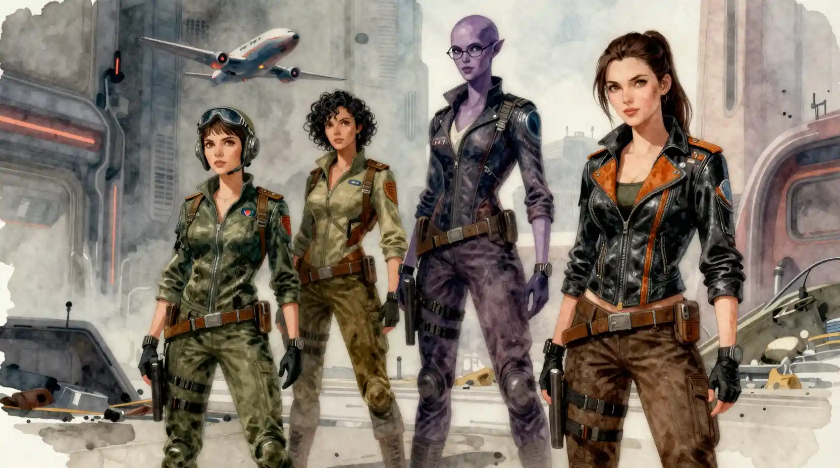 Three female space opera heroes from the distant future