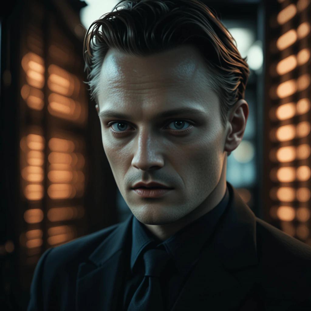 Moody close up portrait of a man in dramatic light