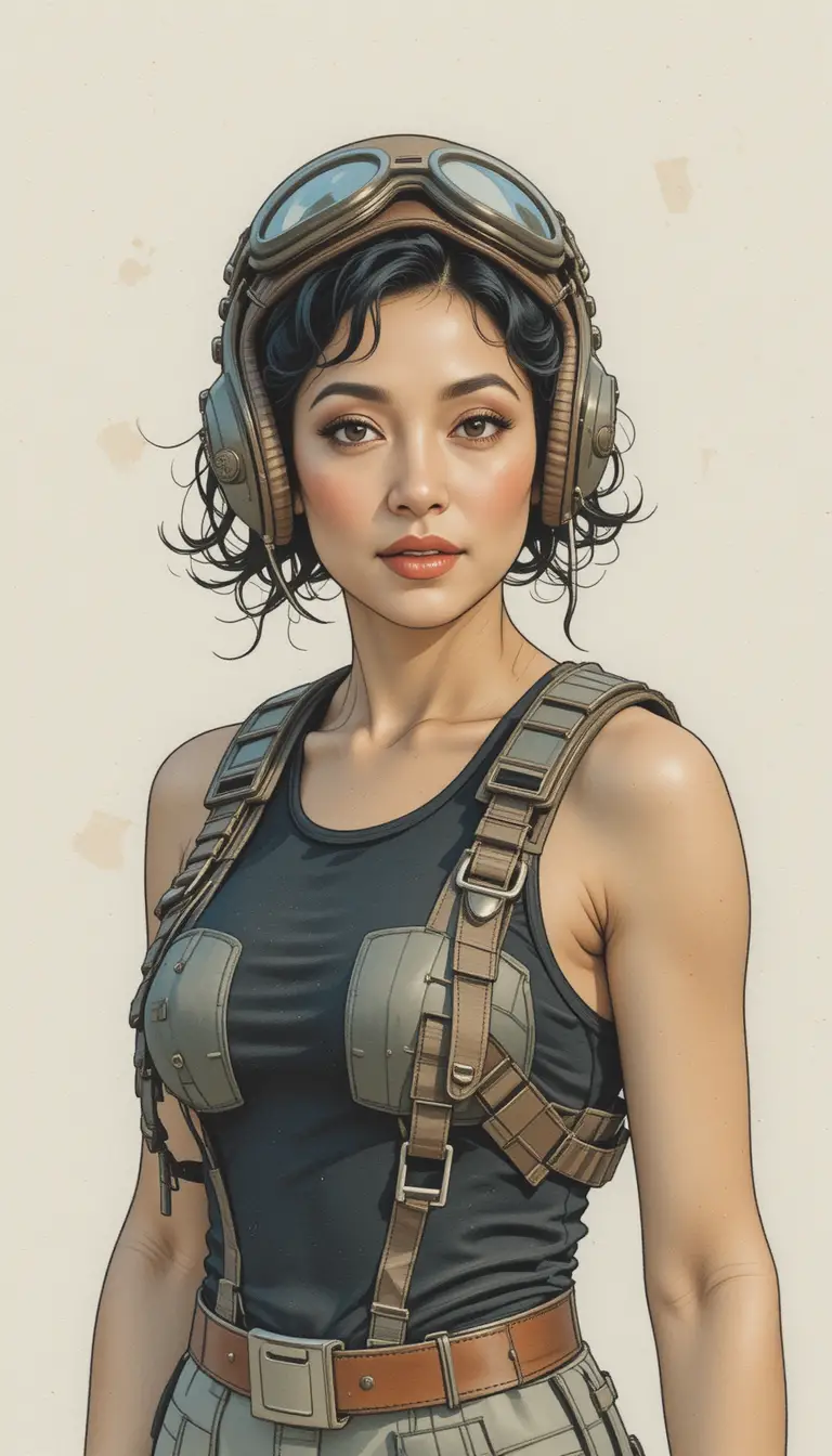 Rebellious female pilot from a distant spacefaring future