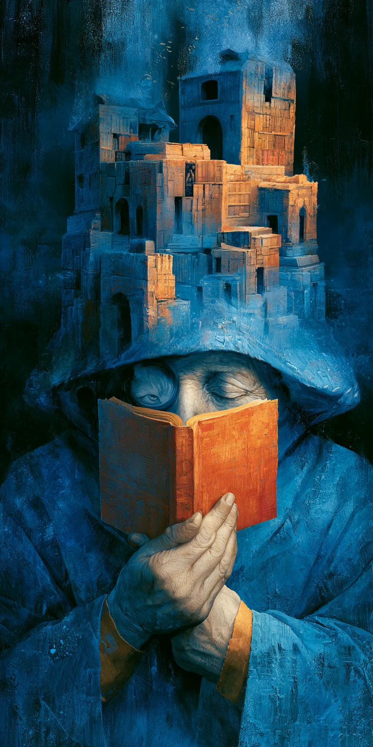 Surreal prisoner trapped in a mysterious drowned library interior
