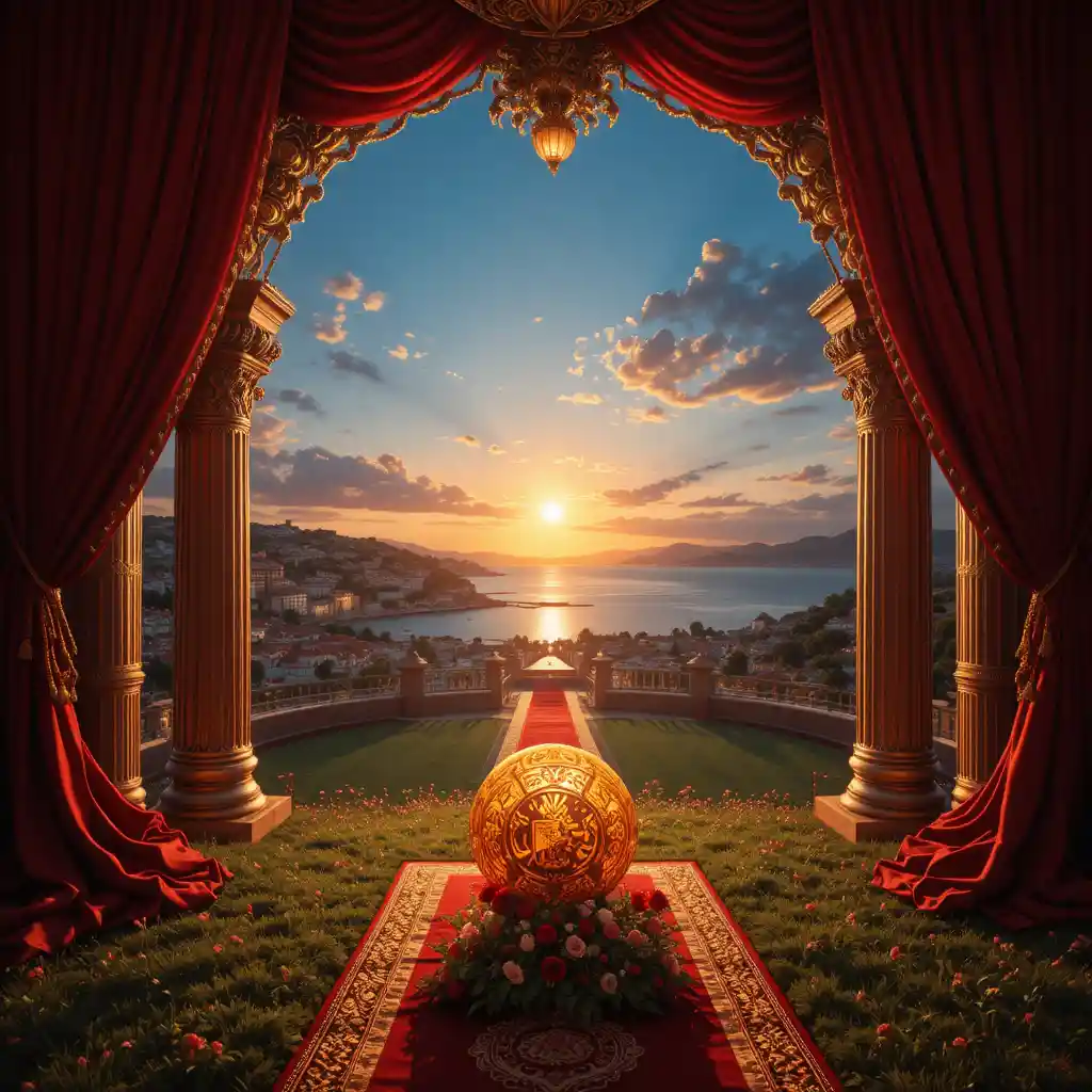 Fantasy tribute to Spain football under glowing sky