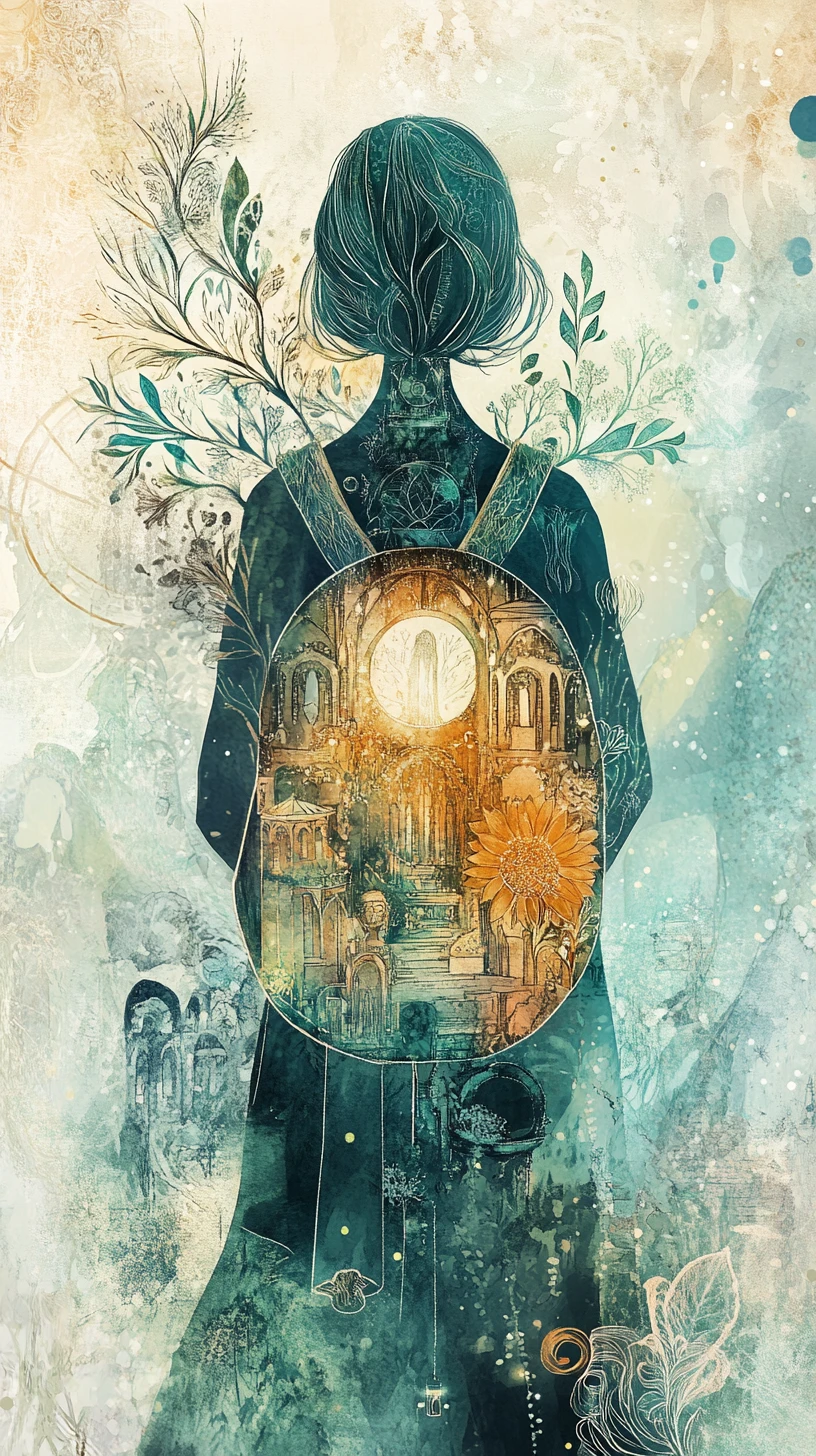 Mystical figure scattering glowing world filled seeds