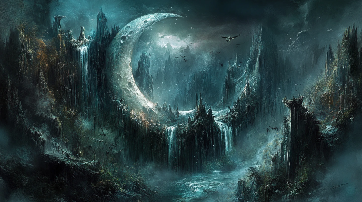 Fractured Moon Exposing A Surreal Enchanted Inner World