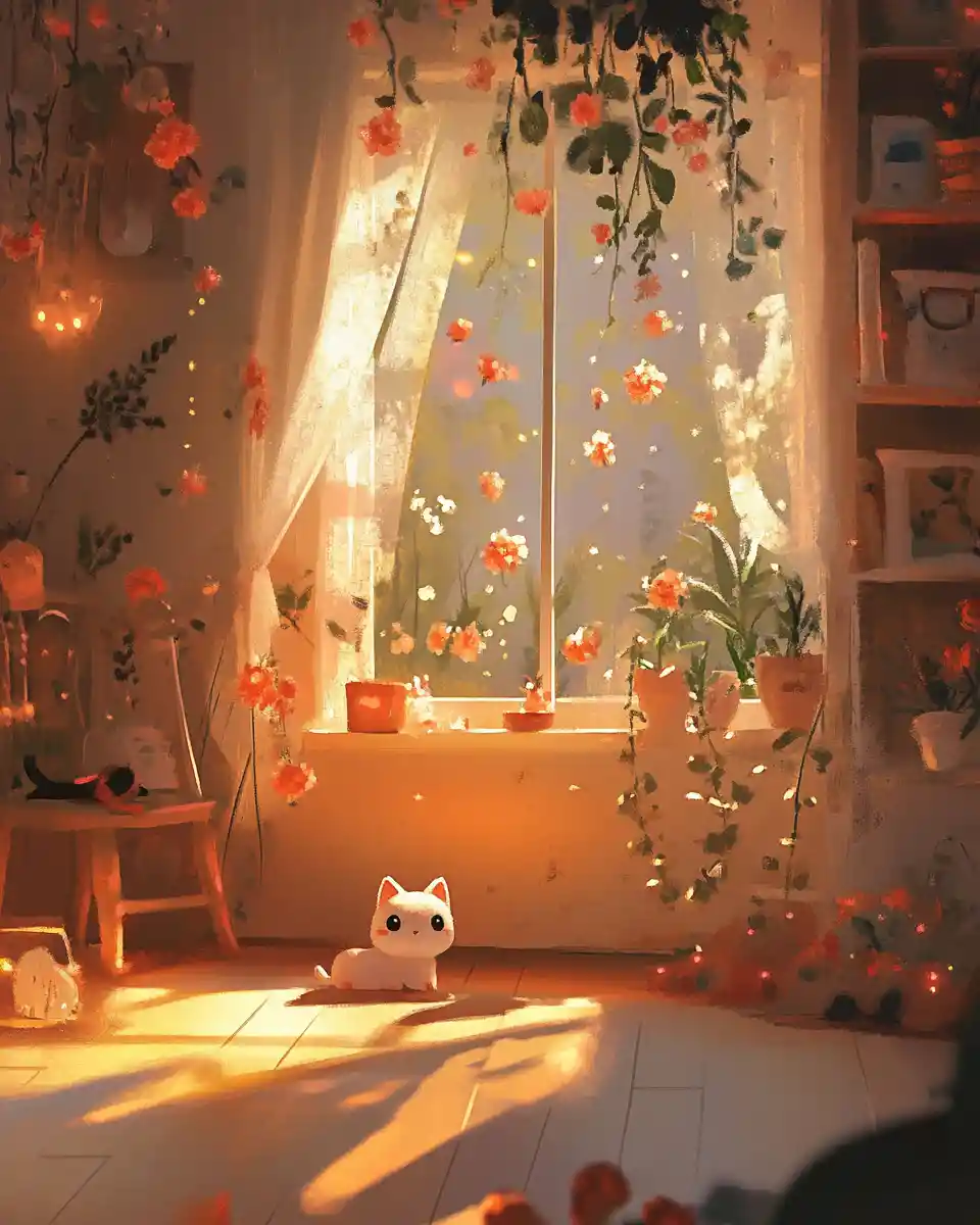 Whimsical anime style children storybook illustration in soft pastels