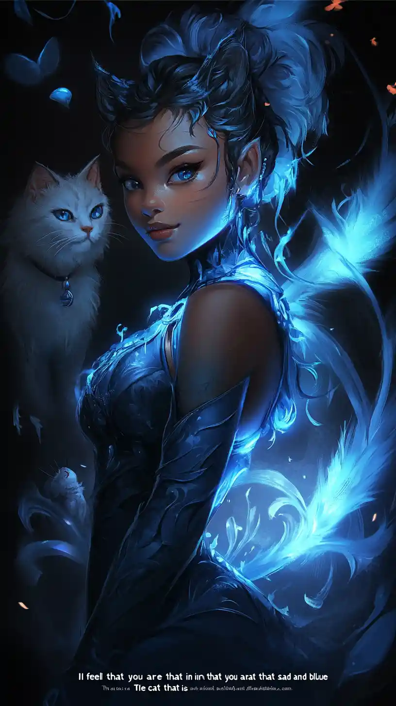 Blue armored anime woman with twin tails and sly smile