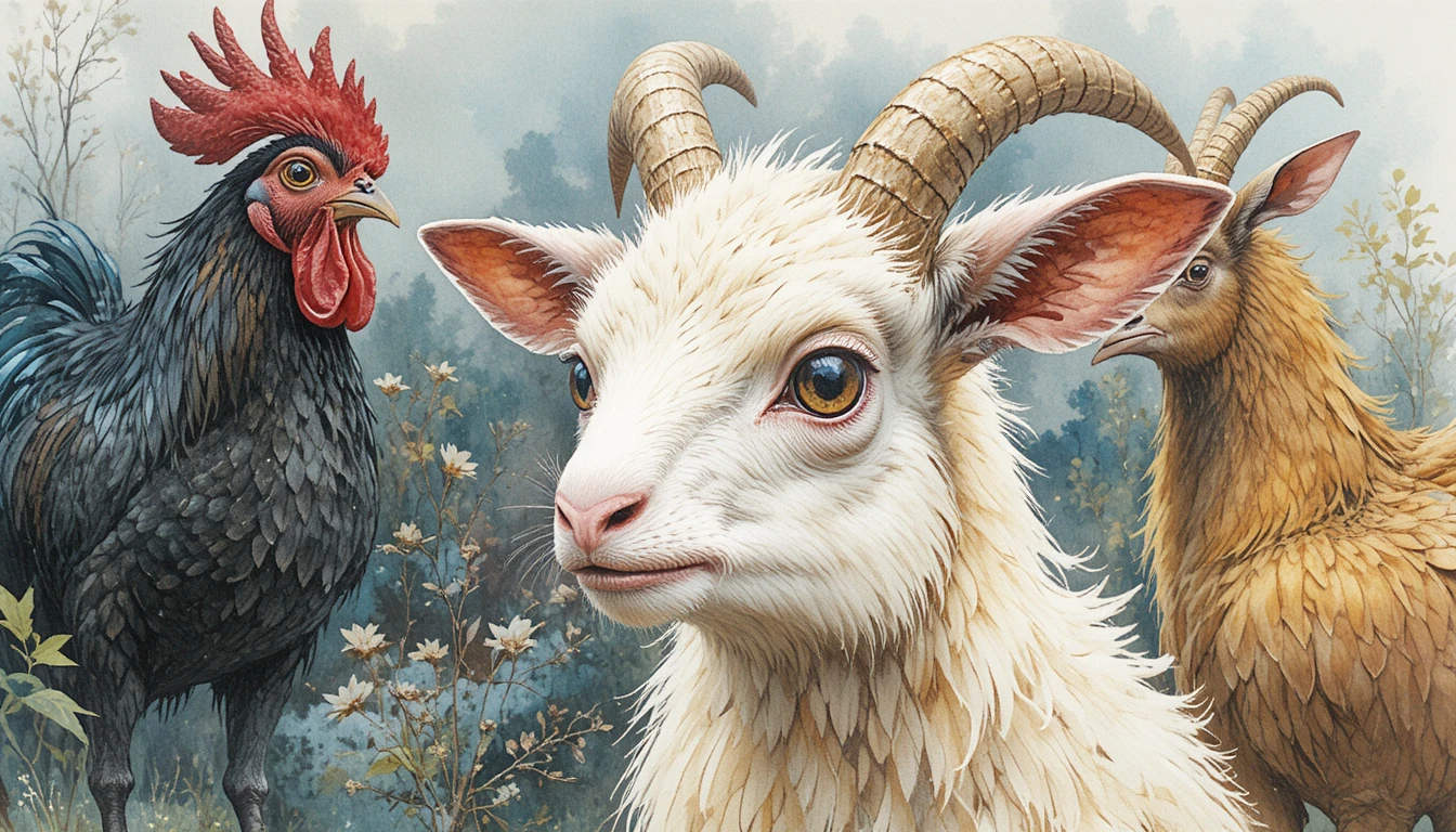 Various farm animals symbolizing human personalities
