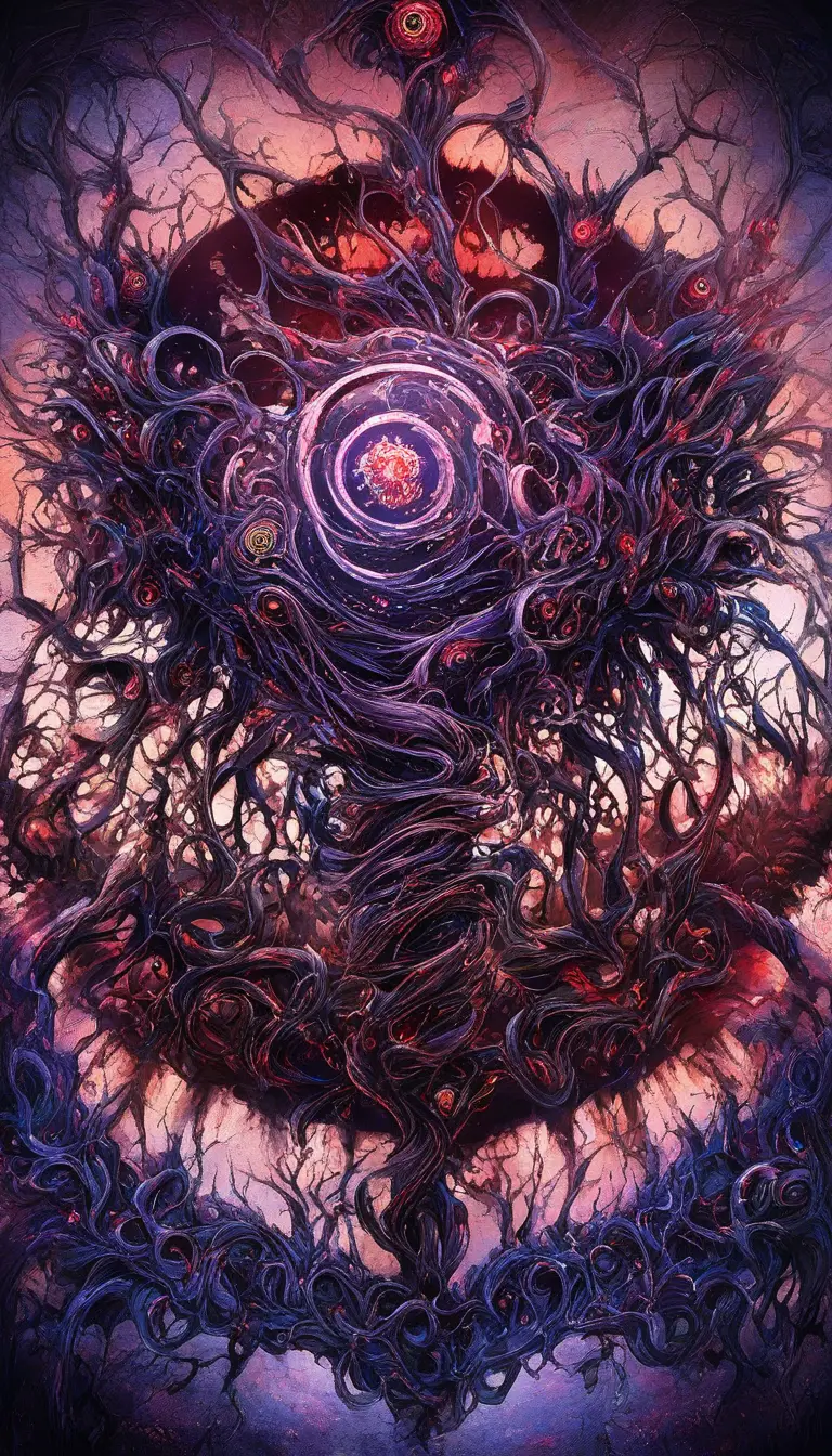 Human face screaming as it transforms into twisted tree bark