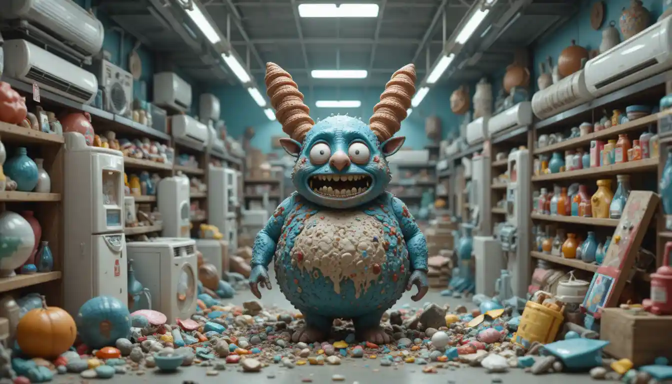 Chaotic Claymation Fight Inside An Air Conditioner Store