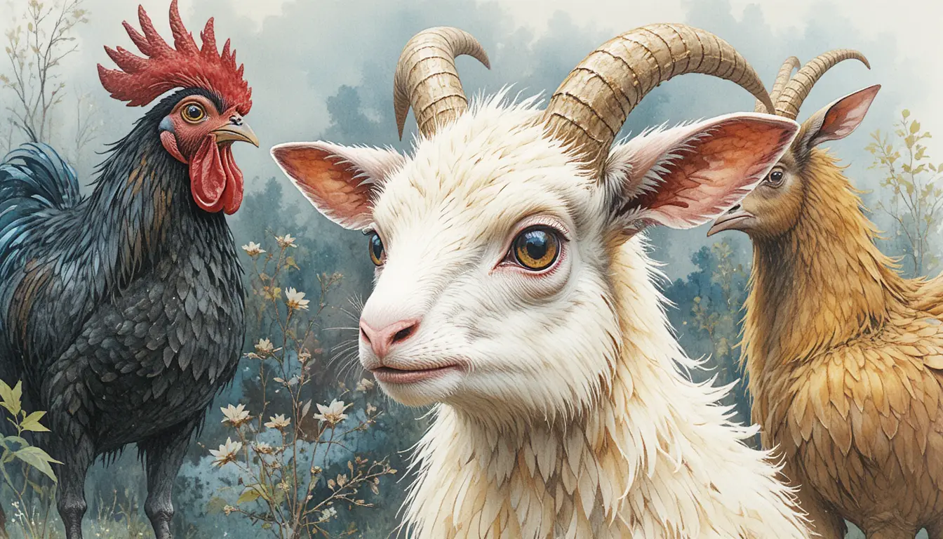 Various farm animals symbolizing human personalities