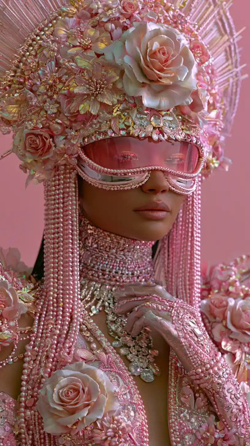 Surreal cyberpunk city infused with glamorous Hollywood luxury