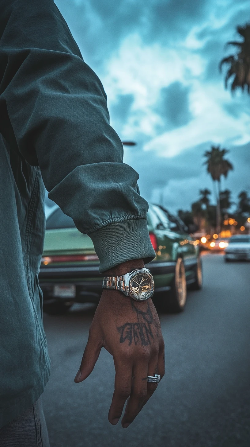 Luxury car detail with focus on wrist and footwear