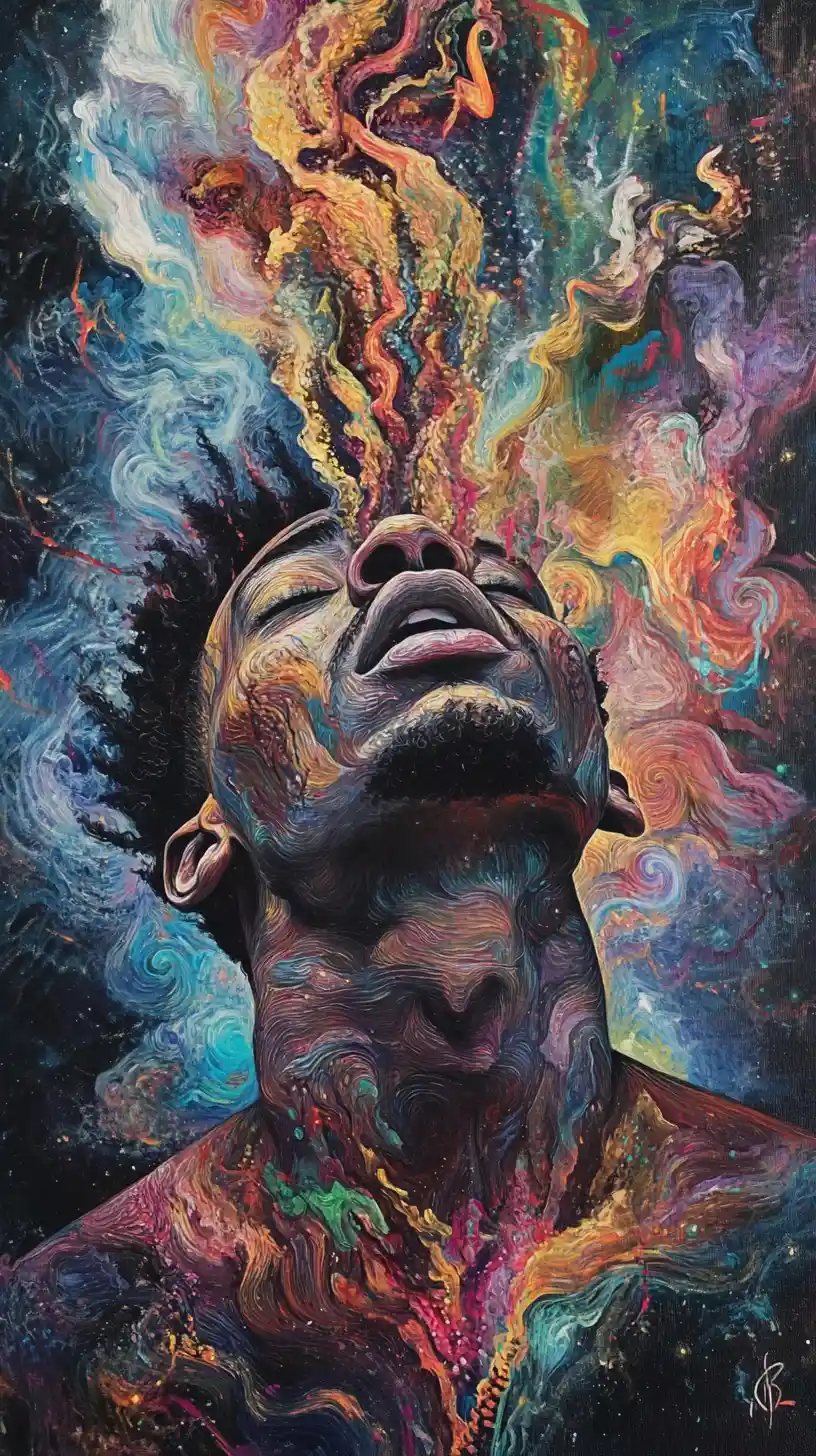 Rap lyrics inspired abstract urban storytelling scene