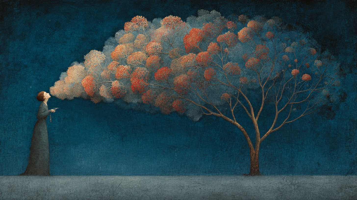 Surreal melancholic painting of a dreamless inner void