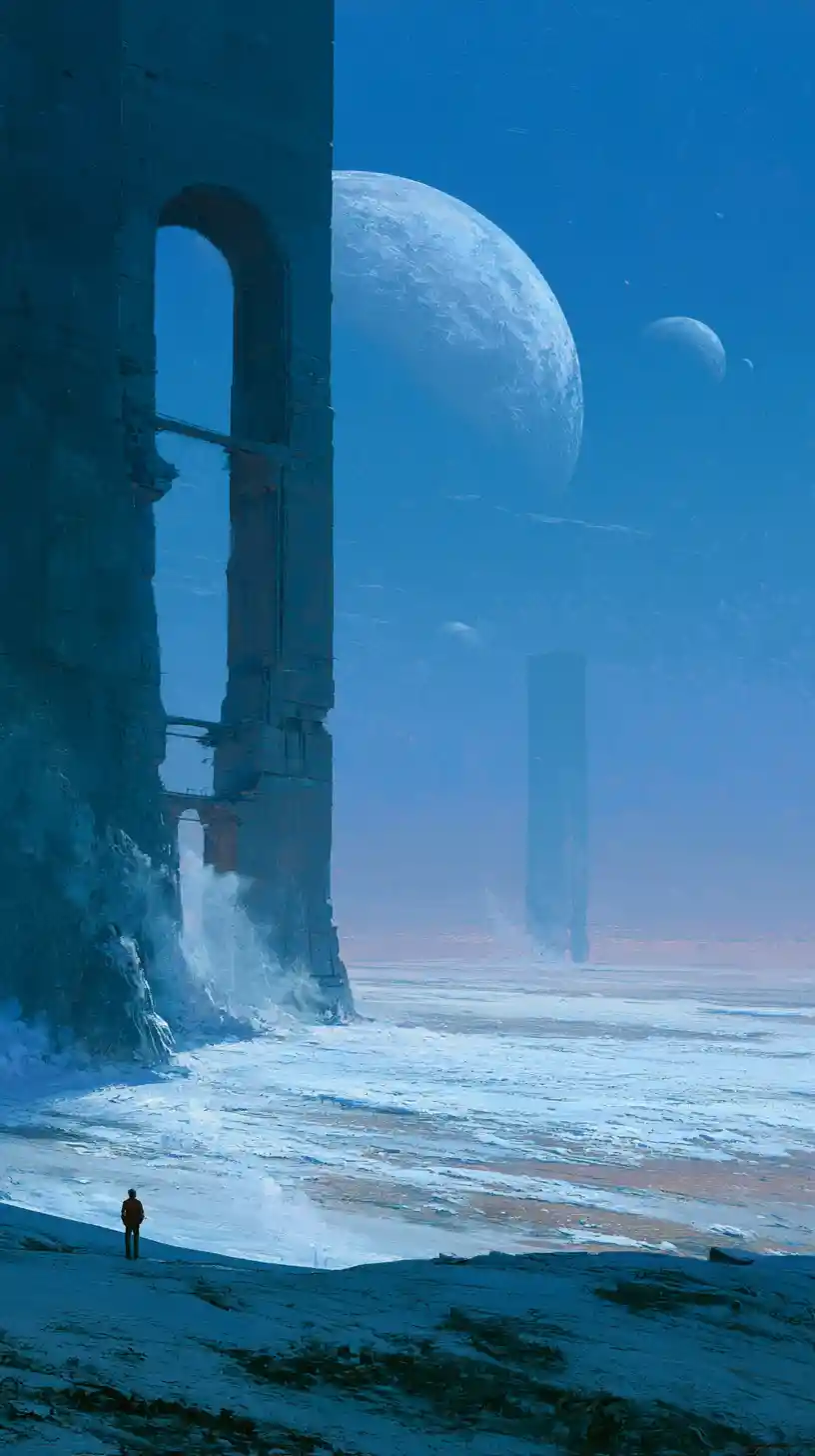 Vast alien landscape with colossal futuristic architecture
