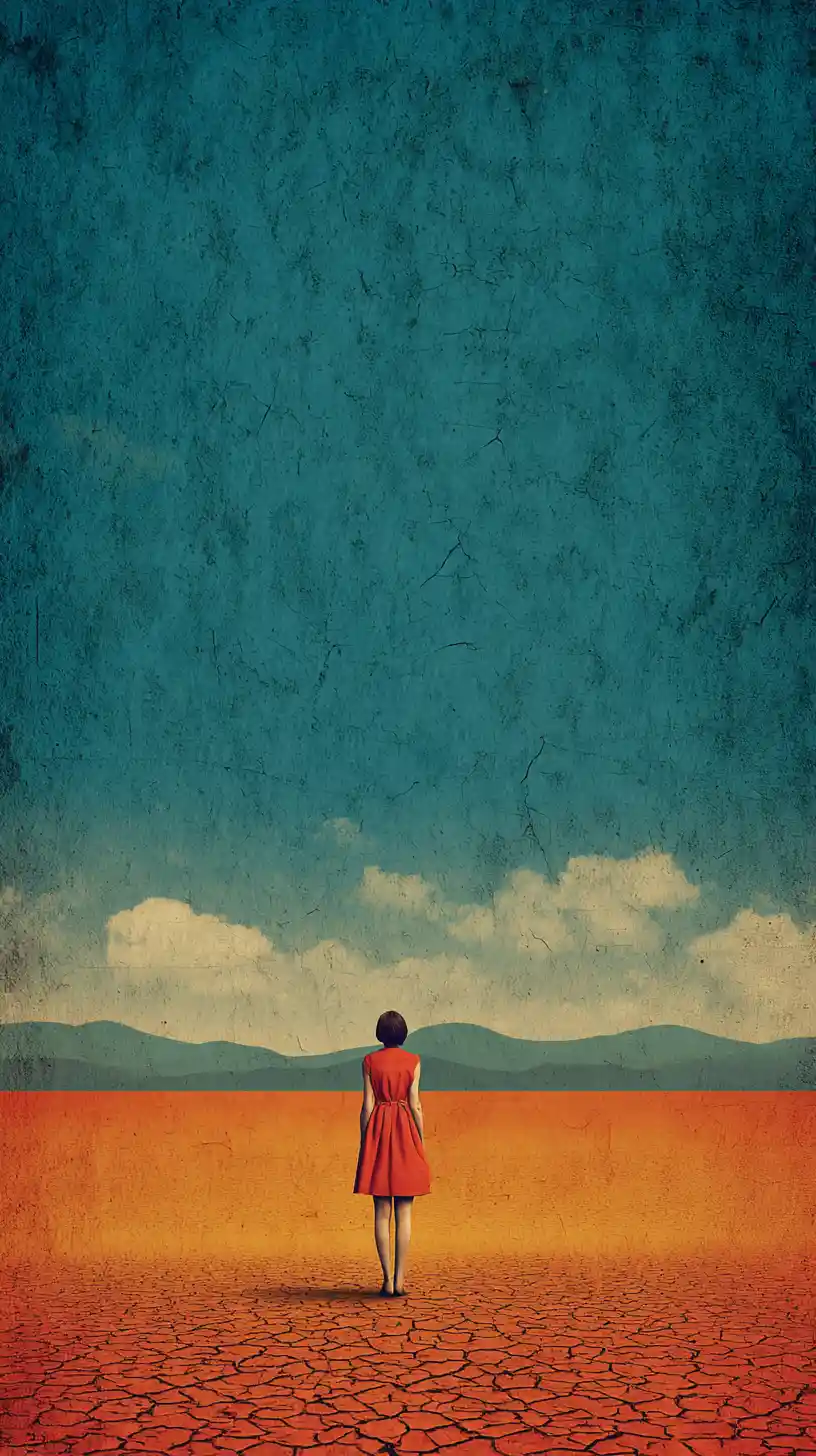 Surreal dreamless landscape painted in deep desert tones