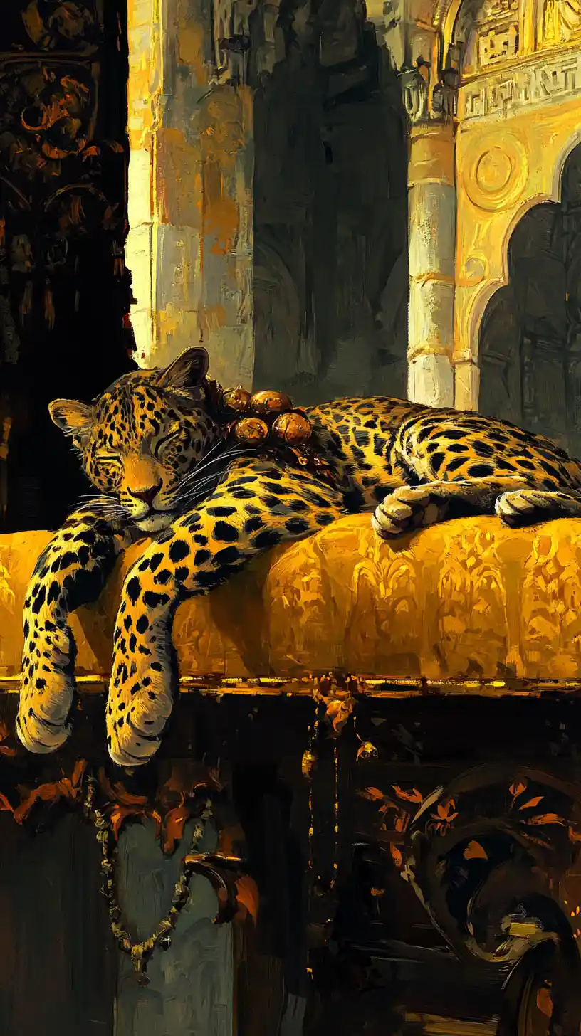 Wounded dark elf princess resting in a dim palace interior