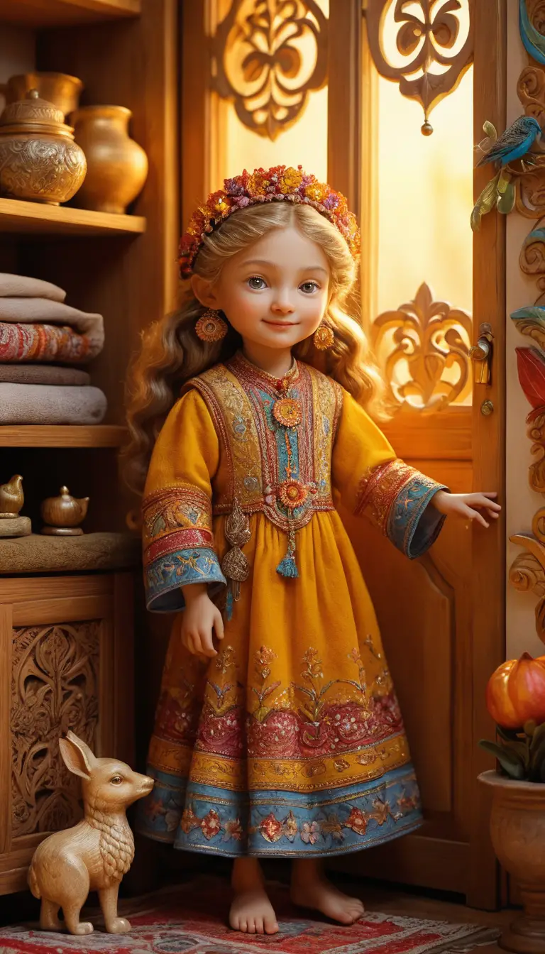 Cheerful House Spirit In Warm Golden Light At Home