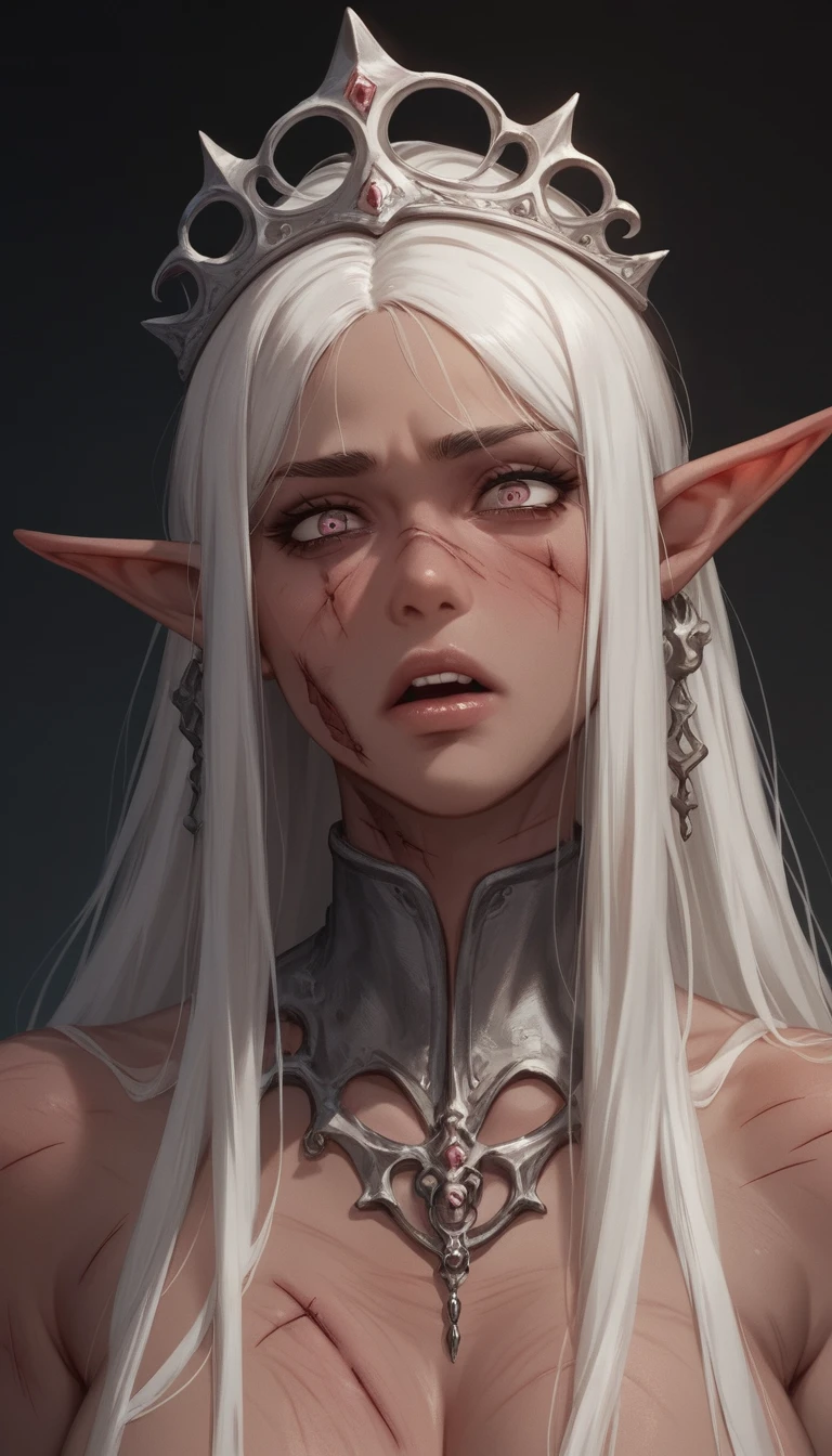 Wounded Dark Elf Princess In A Ruined Fantasy Palace