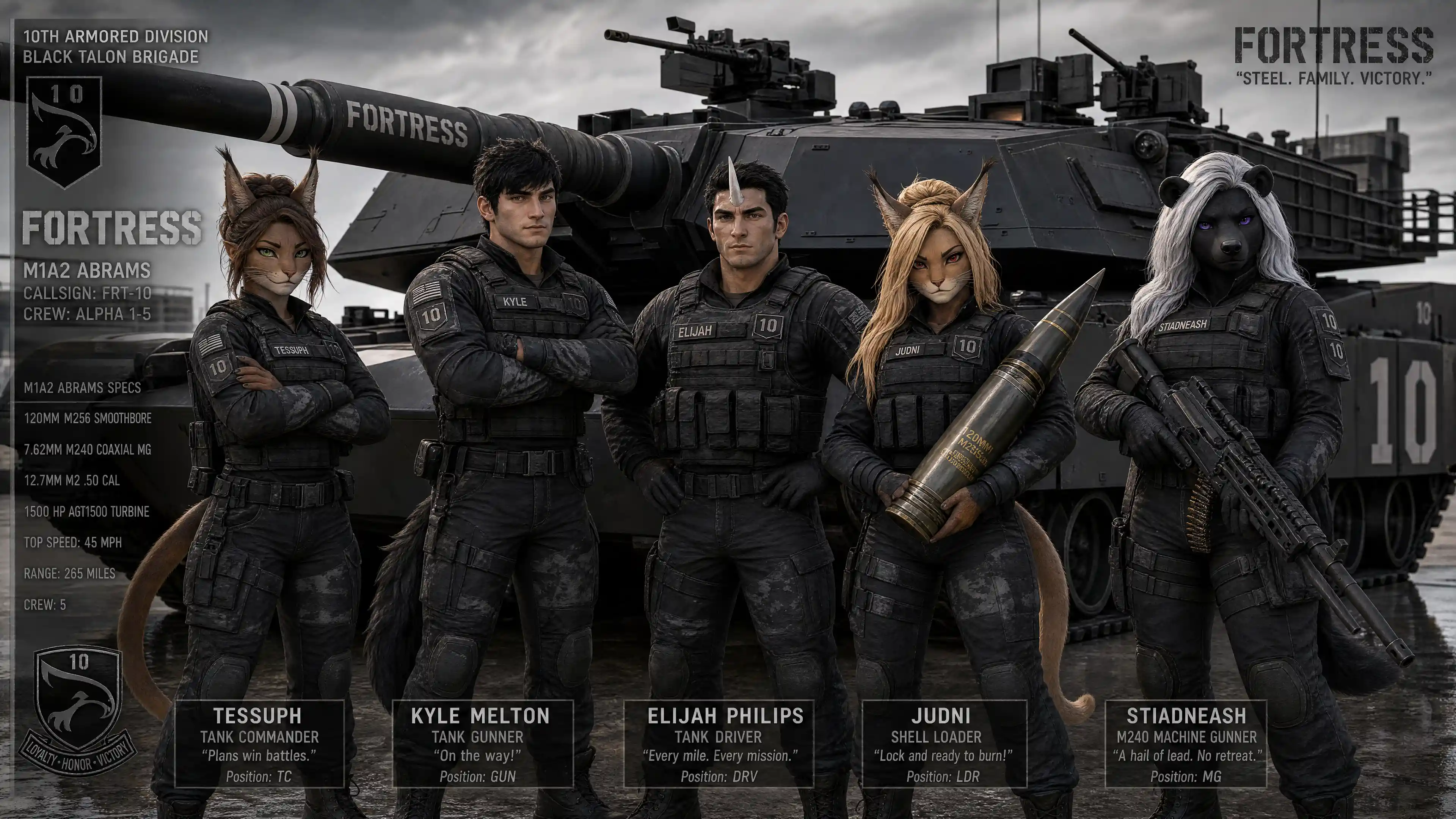 Female caracal tank commander in military uniform