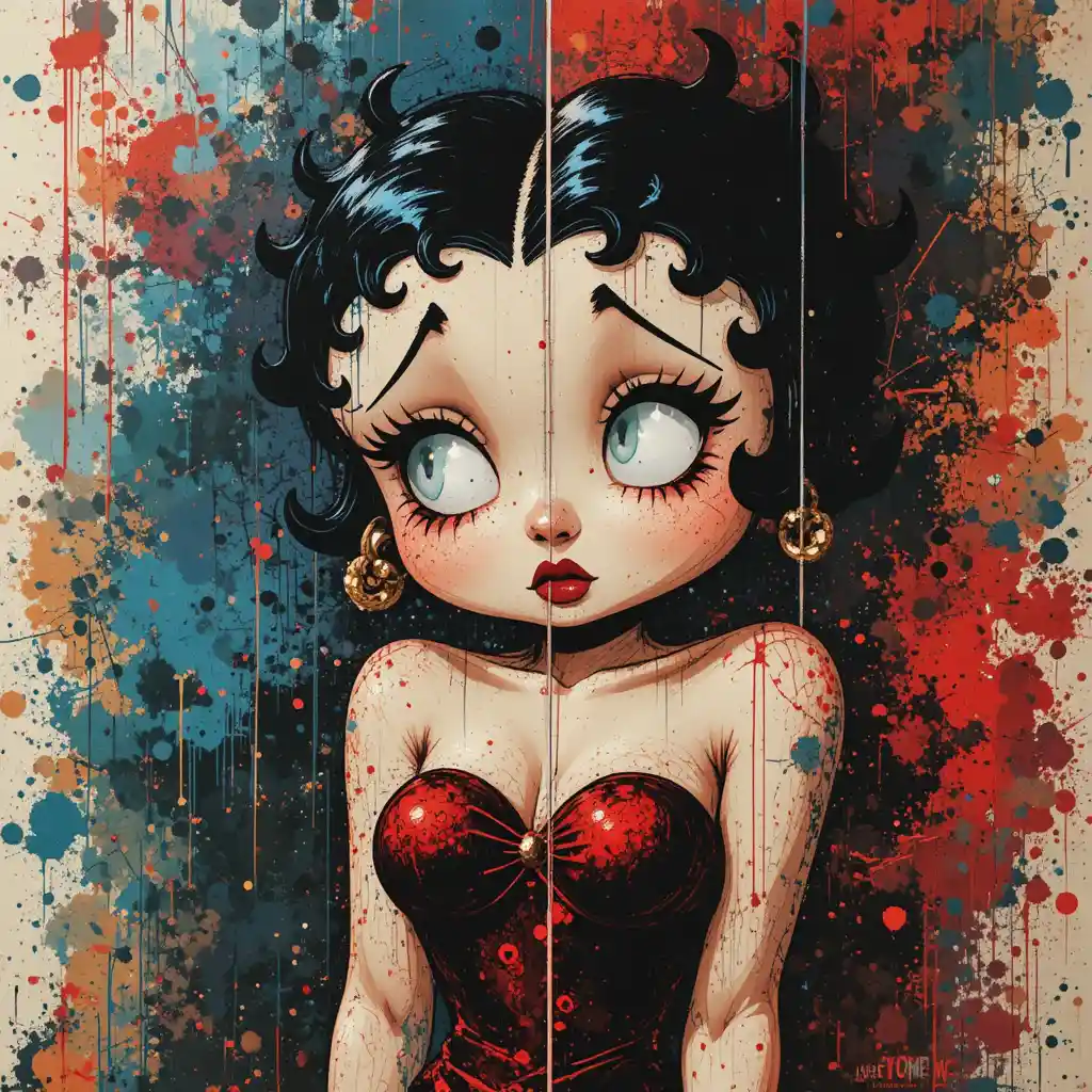 Betty Boop poster illustration with sectional abstract design